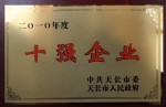 2010年度天長市十強企業(yè)(牌匾)